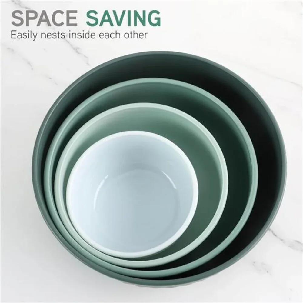 Plastic mixing bowls set with lids nesting prep bowls food storage kitchen set